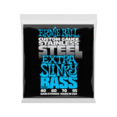 Ernie Ball Extra Slinky Stainless Steel Electric Bass Strings, 40-95