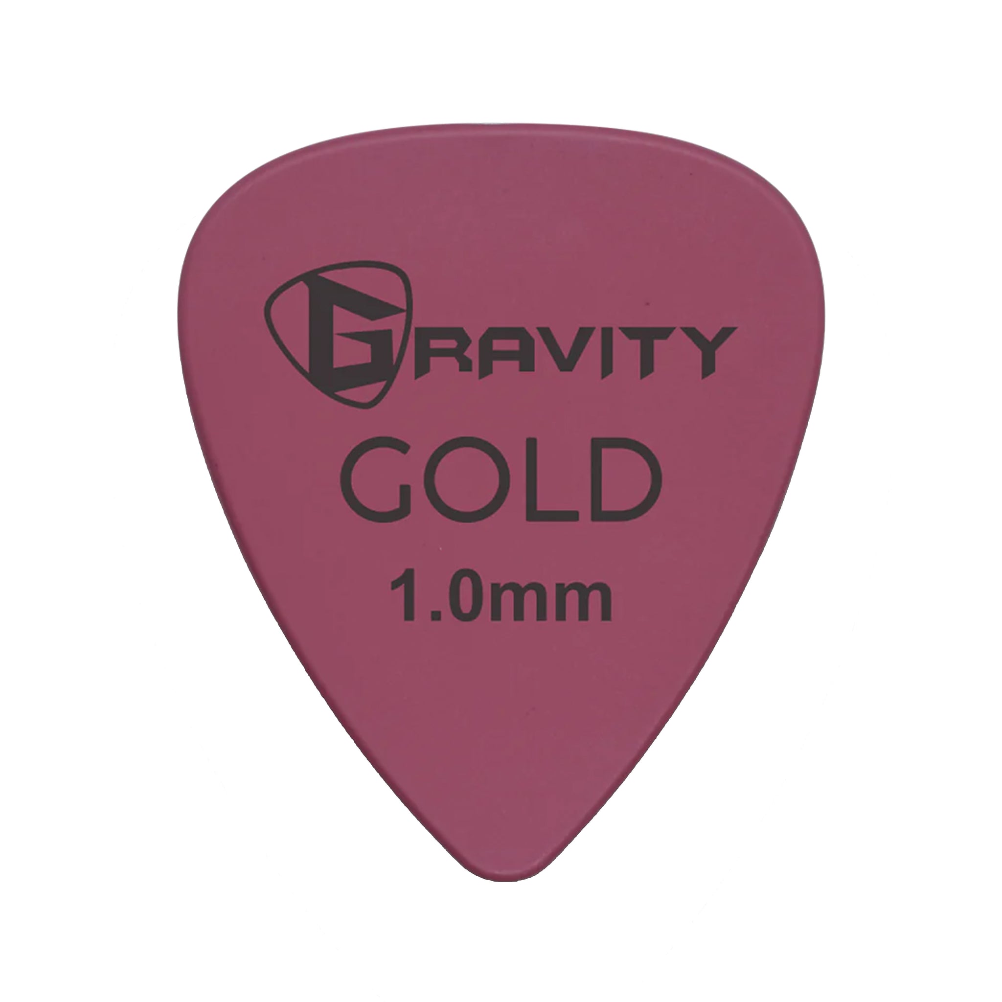 Gravity Colored Gold Traditional Teardrop Guitar Pick, 1.0mm Pink