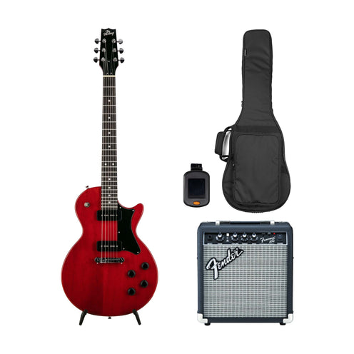 Heritage Ascent Collection H-137 P90 Electric Guitar Bundle, Vintage Cherry (SG)