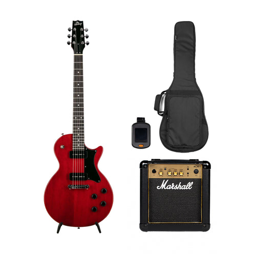 Heritage Ascent Collection H-137 P90 Electric Guitar w/ Marshall MG10G Bundle, Vintage Cherry