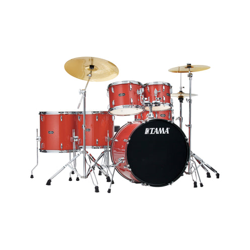 TAMA ST62H6C-CDS Stagestar 6-Piece Drum Kit w/ Hardware+Throne+Cymbals, Candy Red Sparkle