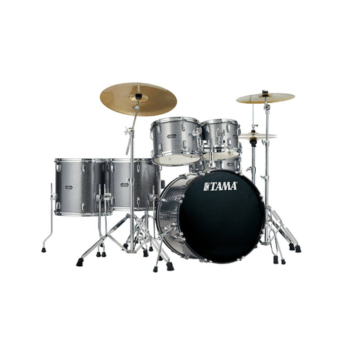 TAMA ST62H6C-CSS Stagestar 6-Piece Drum Kit w/ Hardware+Throne+Cymbals, Cosmic Silver Sparkle