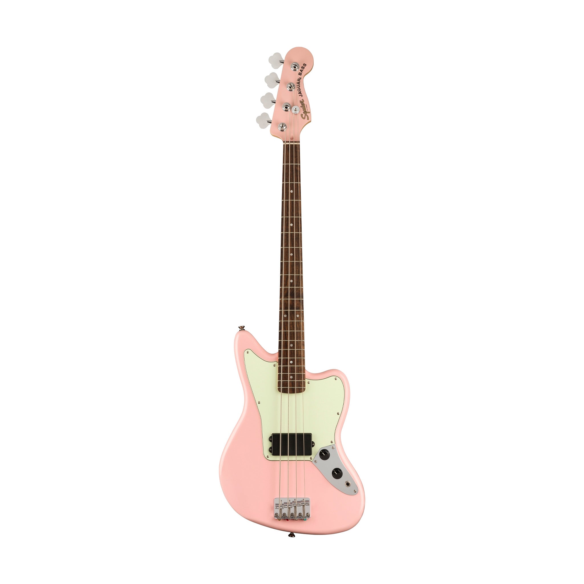 Squier FSR Affinity Series Jag Bass H Guitar, Laurel FB, Shell Pink