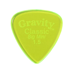 Gravity Classic Big Mini 1.5mm Guitar Pick, Polished Fluorescent Green