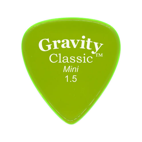 Gravity Classic Mini 1.5mm Guitar Pick, Polished Fluorescent Green