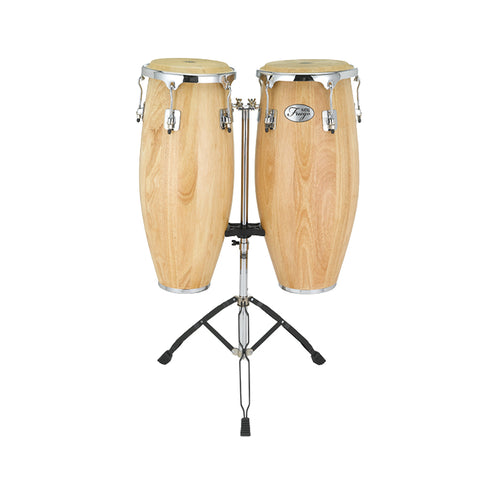 Natal NGU1011-MCNB Natural Wood Congas 10inch and 11inch Chrome Hardware. Basket Stand, Matt Natural
