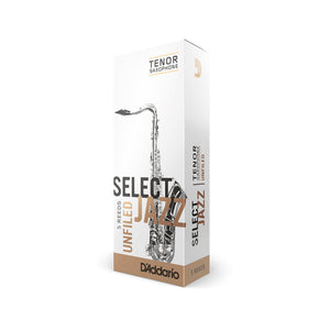 Rico Select Jazz Unfiled Tenor Saxophone Reeds, Strength 3 Medium, Box Of 5