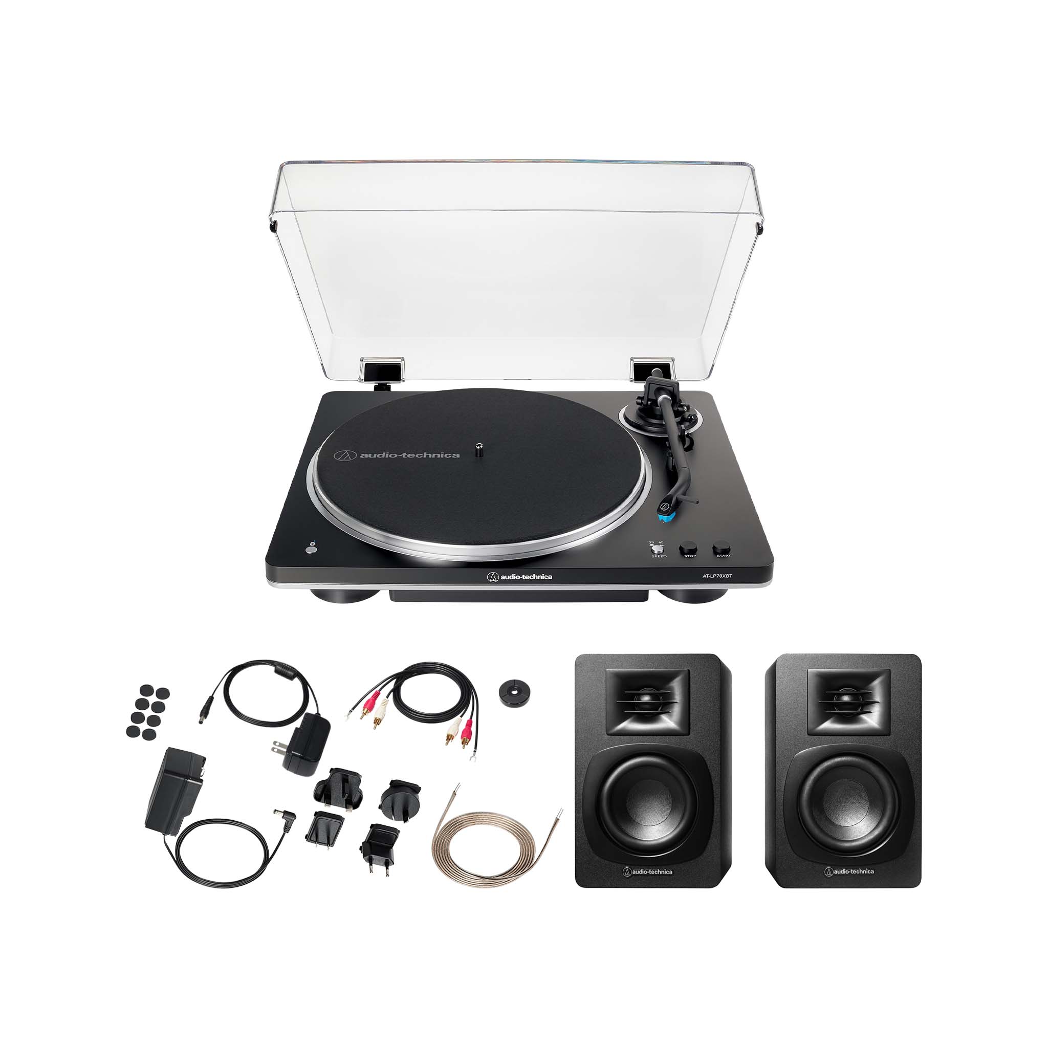 Audio-Technica LP70XBT-BS with SP3X Powered Speaker – Swee Lee