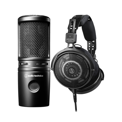 Audio Technica ATH-R50x Professional Open-Back Reference Headphones w/ AT2020USB-X Cardioid USB Condenser Microphone