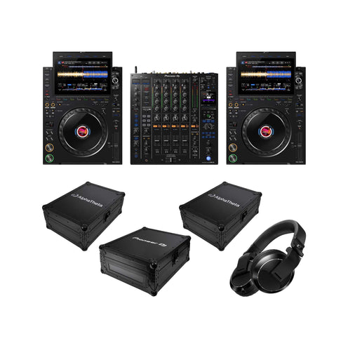 AlphaTheta CDJ-3000X & DJM-A9 w/Flight Case & HDJ-X7 Over-Ear Headphones