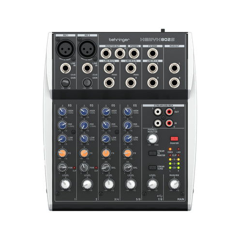 Behringer XENYX 802S Premium Analog 8-Input Mixer with USB Streaming Interface, UK Plug