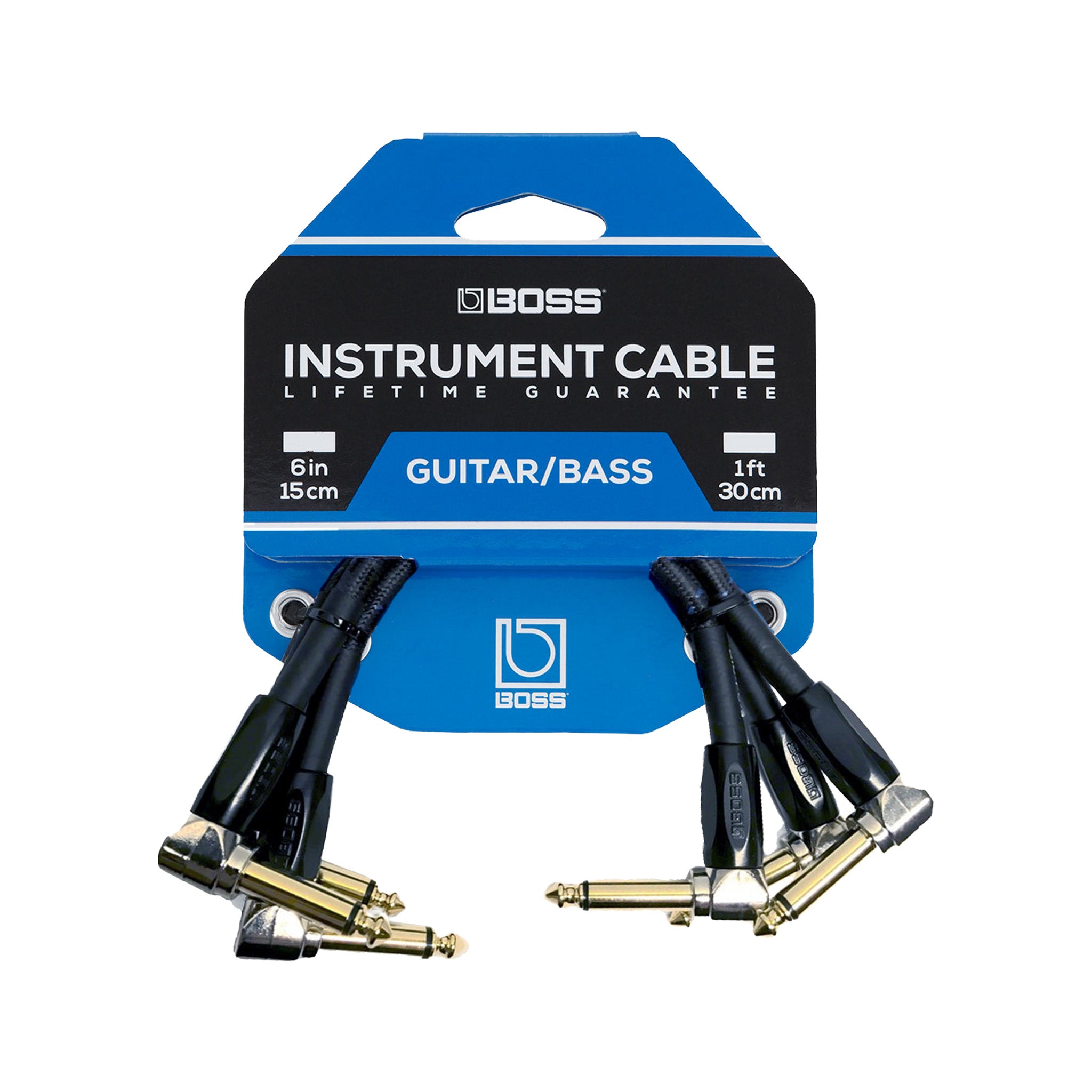 BOSS BIC-PC-3 Studio Grade Instrument Cable w/Right-Angle 1/4 inch Connectors (3-Pack)
