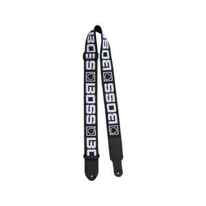 BOSS BSM-20-BW Monogram Black Guitar Strap with White Logo