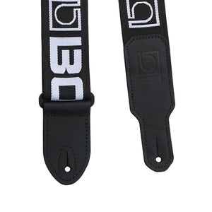 BOSS BSM-20-BW Monogram Black Guitar Strap with White Logo