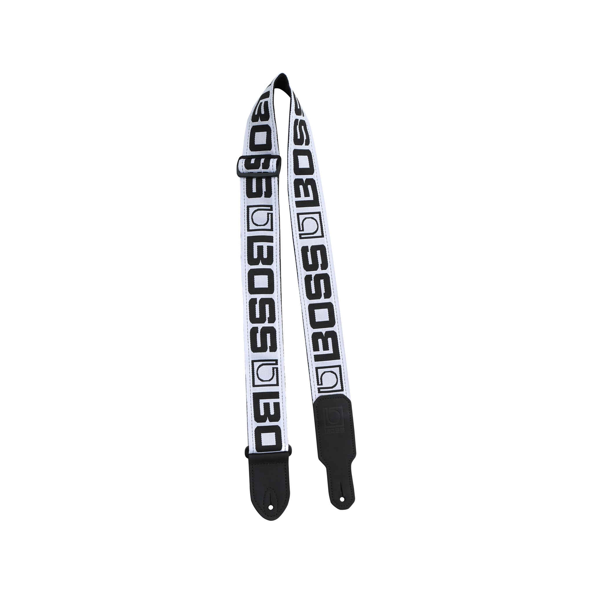 BOSS BSM-20-WB Monogram White Guitar Strap with Black Logo