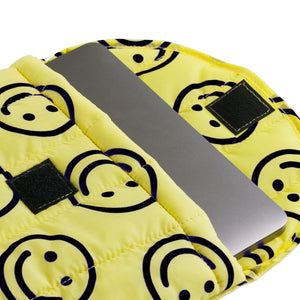 Baggu Puffy 13/14 inch Laptop Sleeve, Yellow Happy