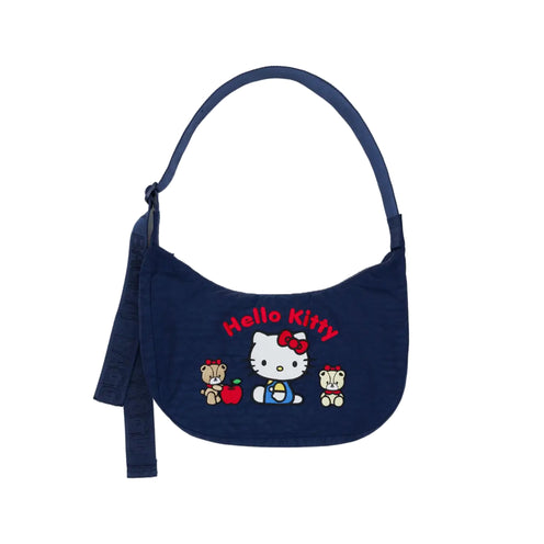 Baggu Medium Nylon Crescent Bag, Embroidered Hello Kitty & Teddy