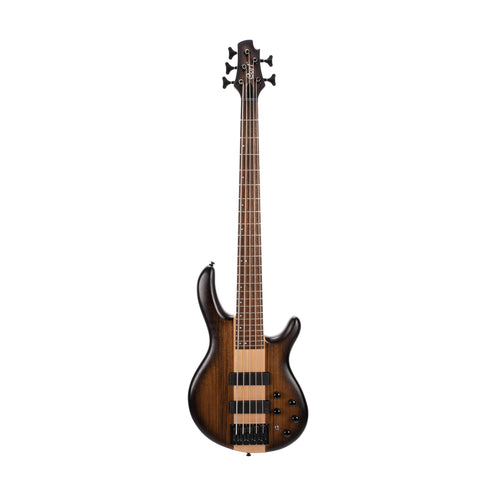 Cort C5 Plus Ovangkol/Mahogany Electric Bass Guitar, Antique Brown Burst