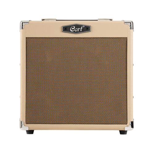 Cort CM15R-WTS Guitar Amplifier 8 inch 15 Watt with Reverb, White Sand