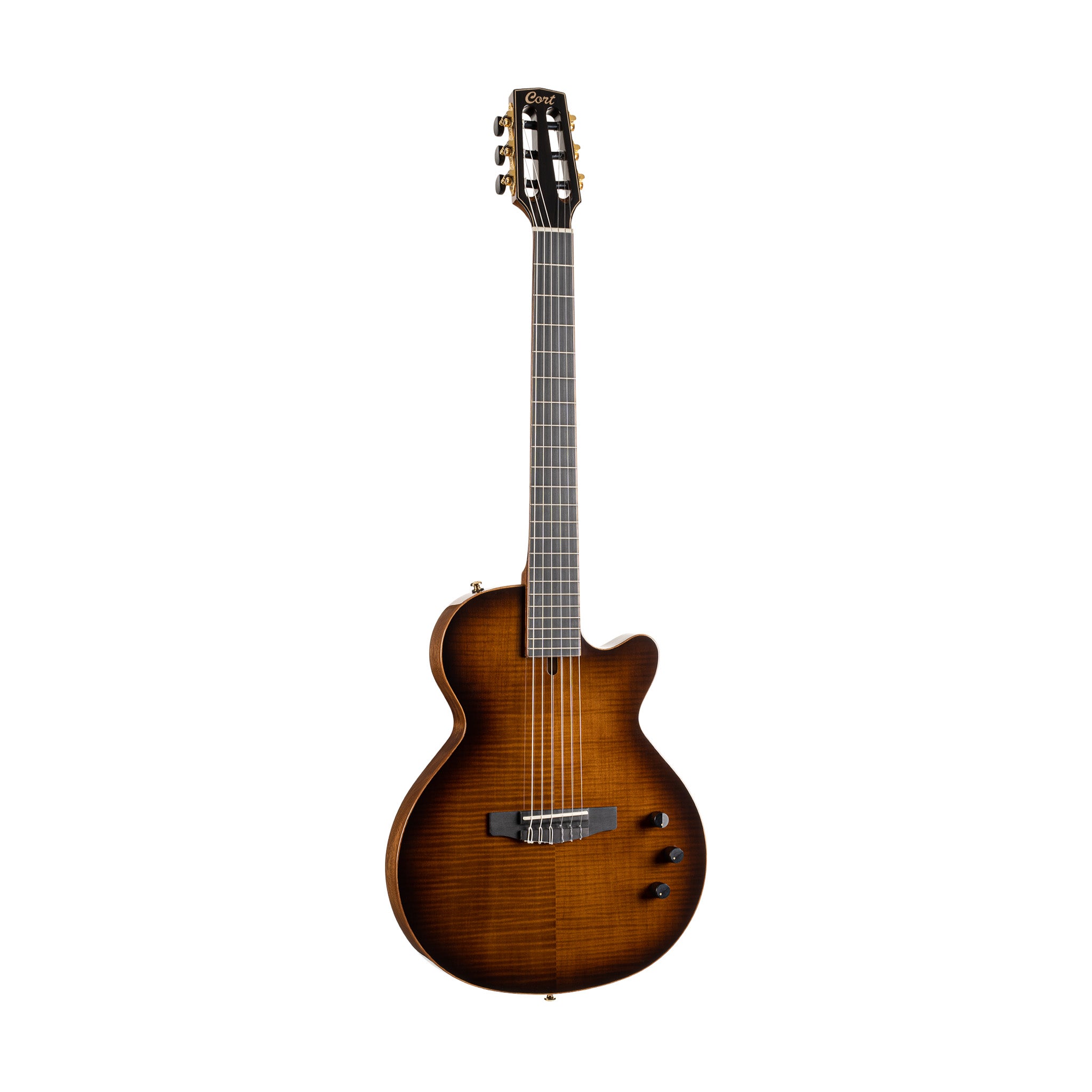 Cort Sunset Nylectric DLX Classical Guitar, Tobacco Sunburst