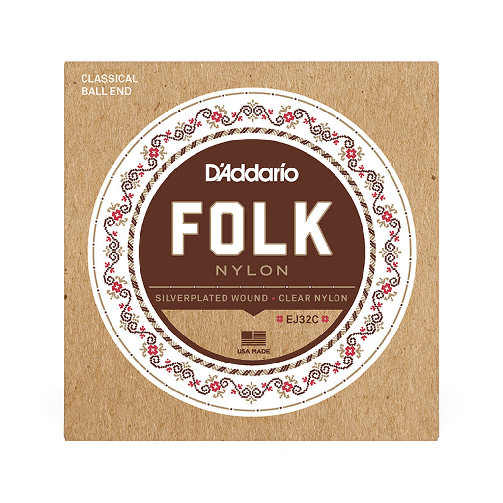 D'Addario Normal Tension Ball End Silver-Wound/Clear Nylon Classical Guitar Strings