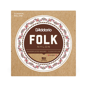 D'Addario Normal Tension Ball End Silver-Wound/Clear Nylon Classical Guitar Strings