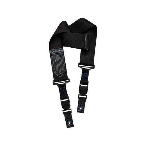 DiMarzio DD2200JPBKBL John Petrucci Nylon ClipLock Quick Release Guitar Strap, Black w/Blue Thread