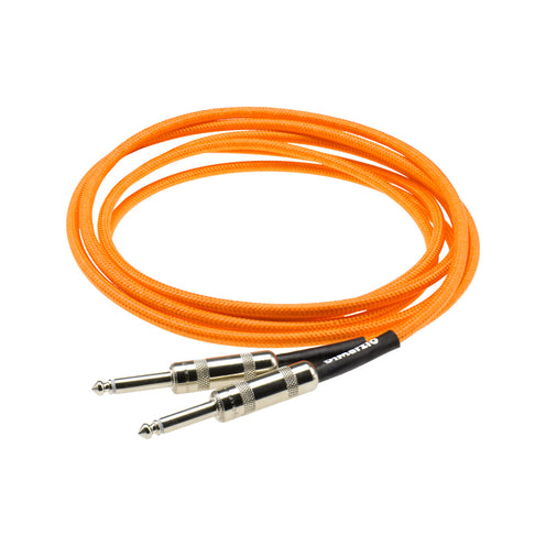 DiMarzio EP1710SSOR Overbraid Instrument Cable, 10ft, Neon Orange