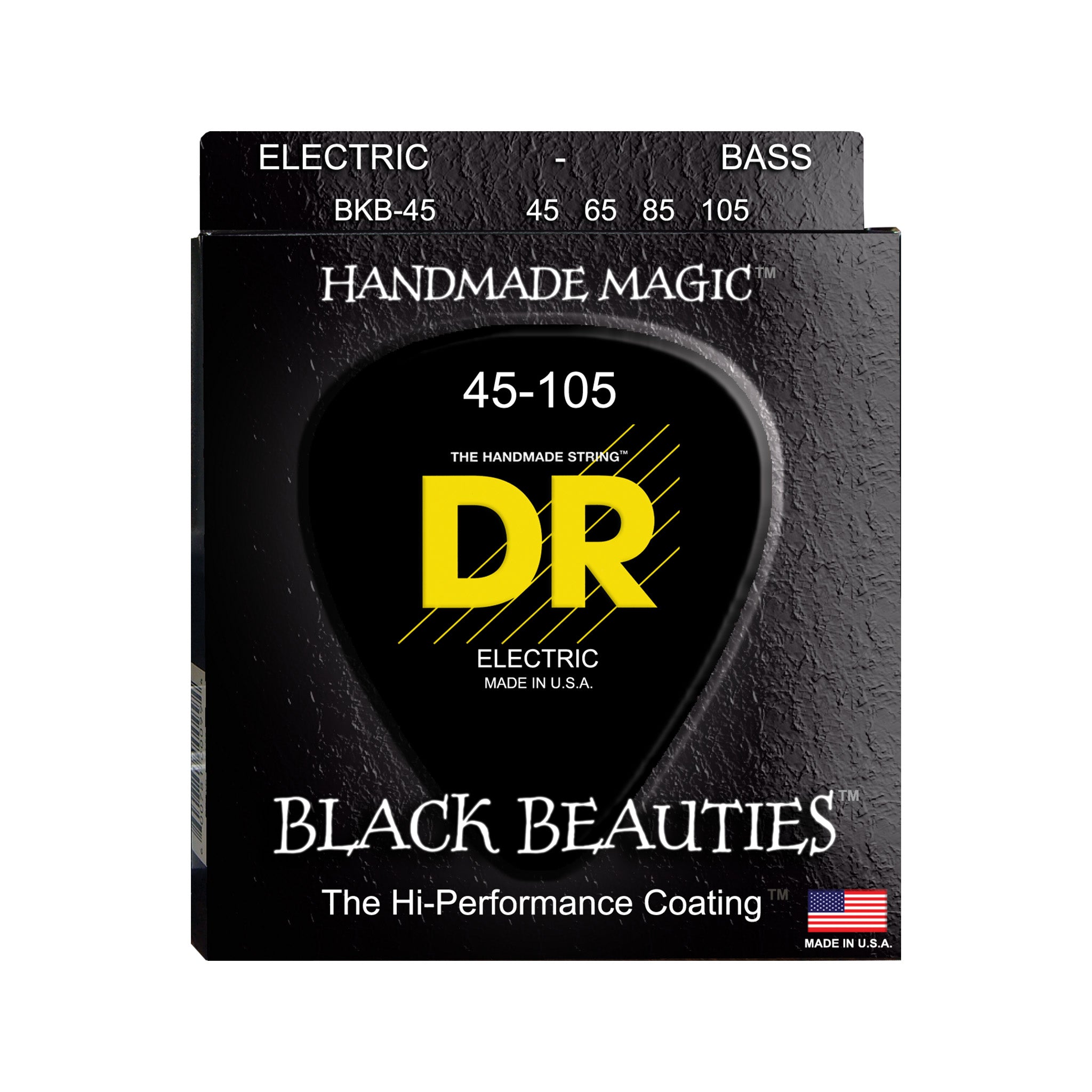 DR Strings BKB-45 Black Beauties Coated Steel 4-String Bass Guitar Strings, Medium, 45-105