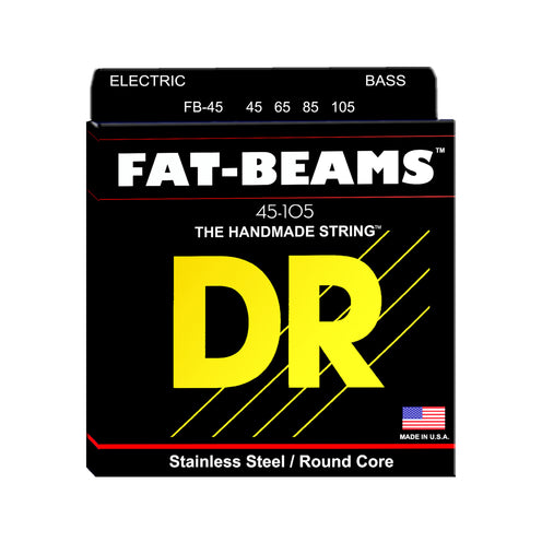 DR Strings FB-45 Fat-Beams Stainless Steel 4-String Bass Guitar Strings, 45-105