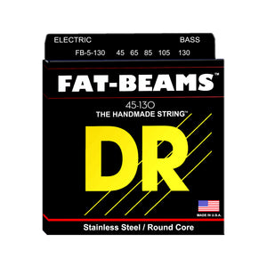 DR Strings FB5-130 Fat-Beams Stainless Steel 5-string Bass Guitar Strings, 45-130