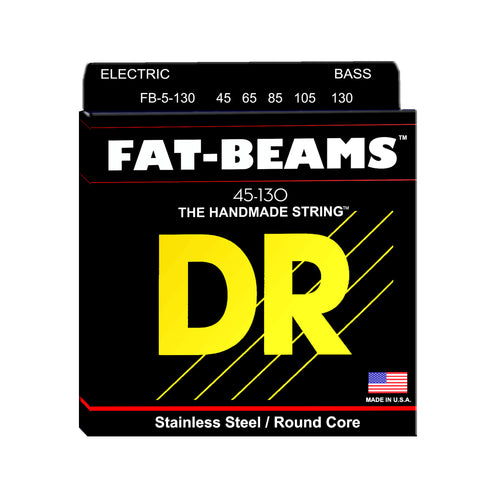 DR Strings FB5-130 Fat-Beams Stainless Steel 5-string Bass Guitar Strings, 45-130