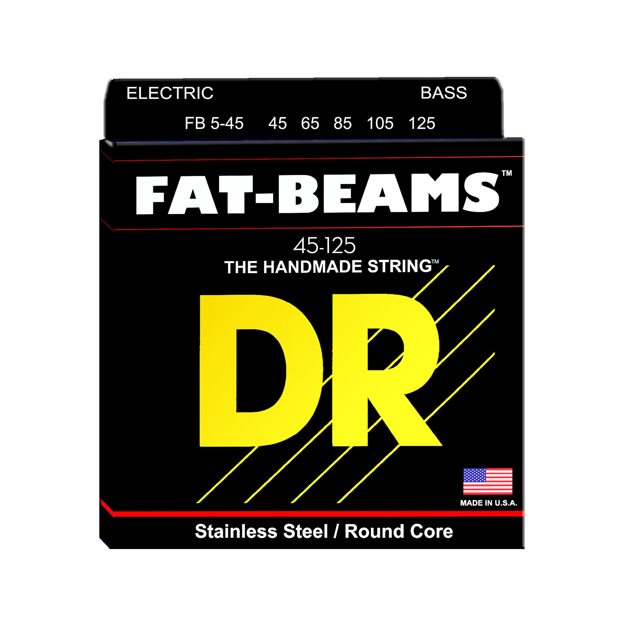DR Strings FB5-45 Fat-Beams Stainless Steel 5-string Bass Guitar Strings, 45-125