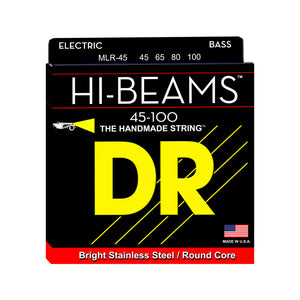 DR Strings MLR-45 Hi-Beam Stainless Steel 4-String Bass Guitar Strings, Medium, 45-100a