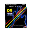 DR Strings NMCB-40 Hi-Def Neon Multi-Color K3 Coated Bass Guitar Strings, Light, 40-100