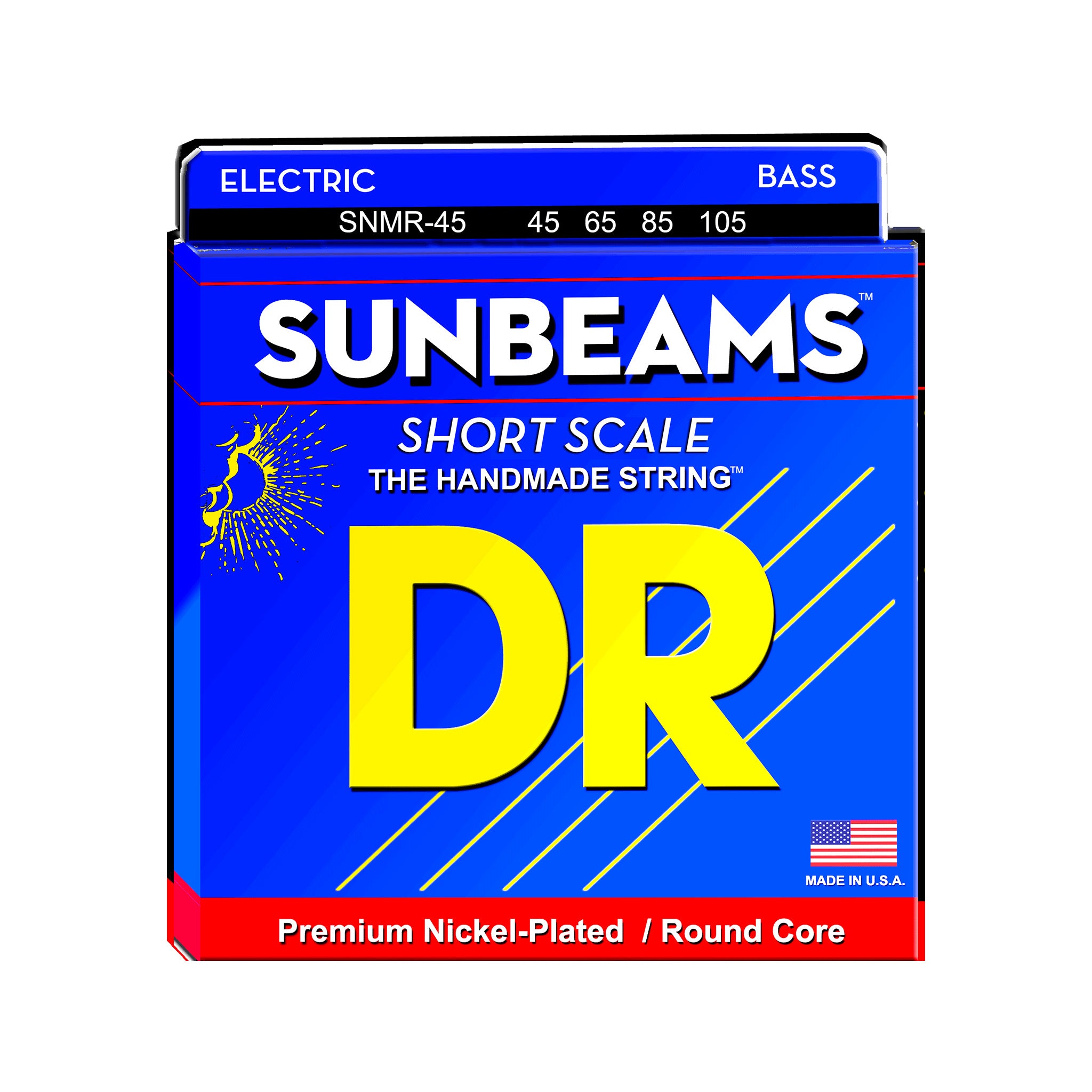 DR Strings SNMR-45 Sunbeams Nickel-Plated 4-String Bass Guitar Strings, Medium, 45-105, Short Scale