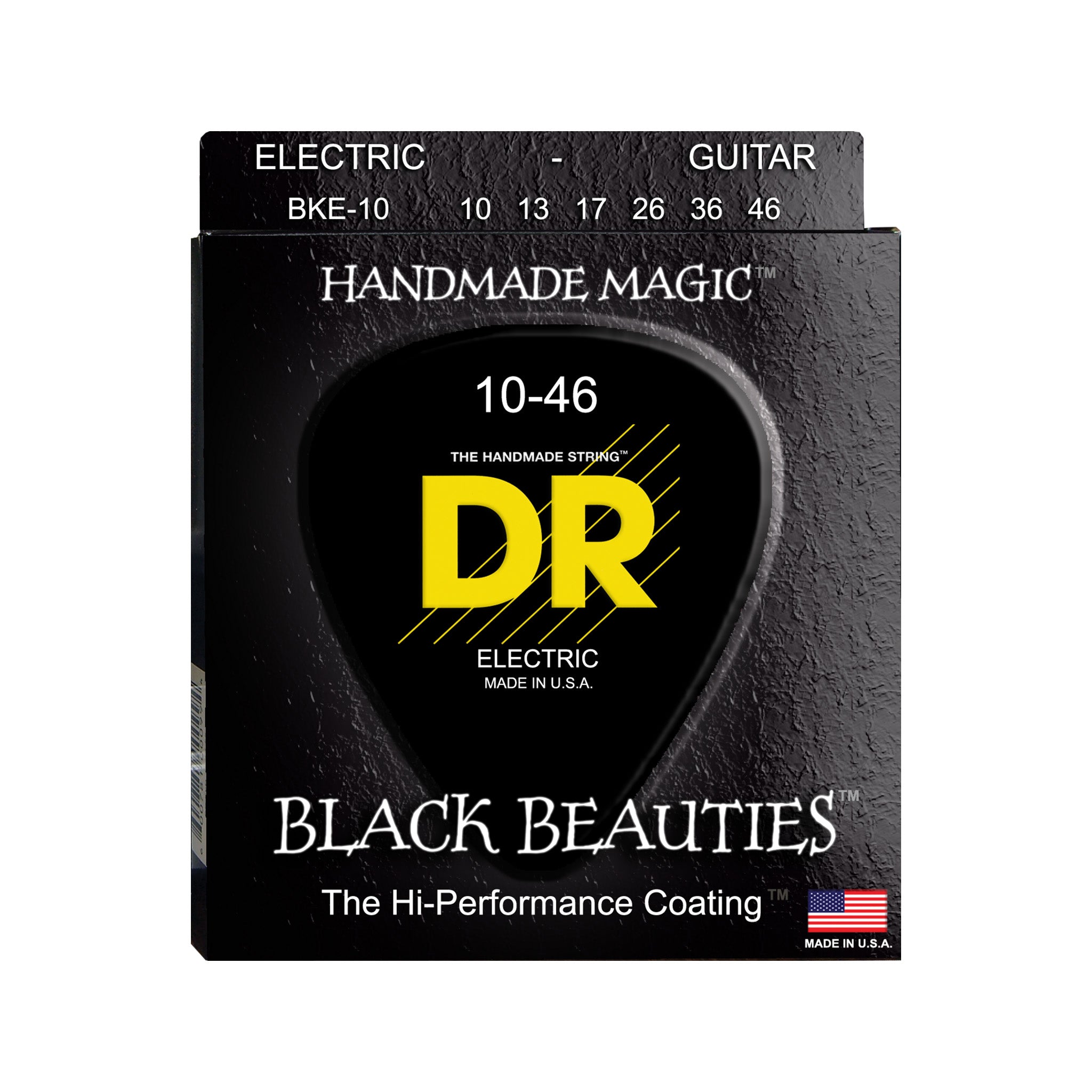 DR Strings BKE-10 Black Beauties K3 Coated Electric Guitar Strings, Medium, 10-46