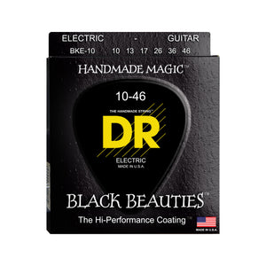 DR Strings BKE-10 Black Beauties K3 Coated Electric Guitar Strings, Medium, 10-46