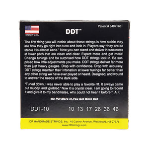 DR Strings DDT-10 Drop-Down Tuning Nickel Plated Steel Electric Guitar Strings, Medium, 10-46