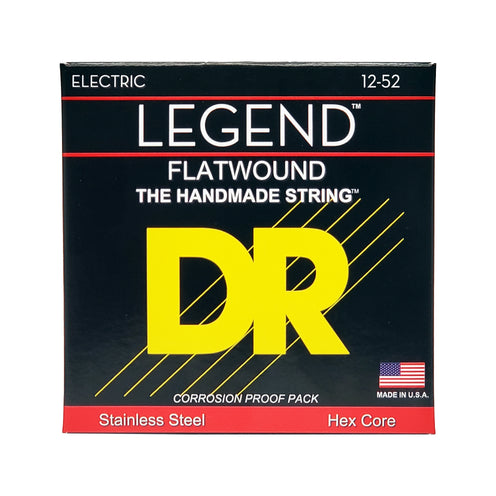 DR Strings FL-12 Legend Flatwound Electric Guitar Strings, Medium, 12-52