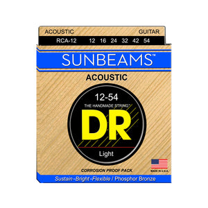 DR Strings RCA-12 Sunbeam Phosphor Bronze Acoustic Guitar Strings, Light, 12-54