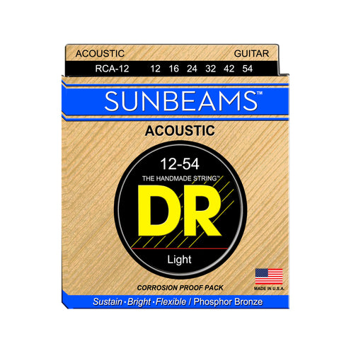 DR Strings RCA-12 Sunbeam Phosphor Bronze Acoustic Guitar Strings, Light, 12-54