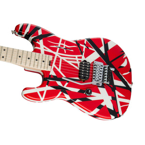 EVH Striped Series Left-Handed Electric Guitar, Maple FB, Red/Black and White Stripes