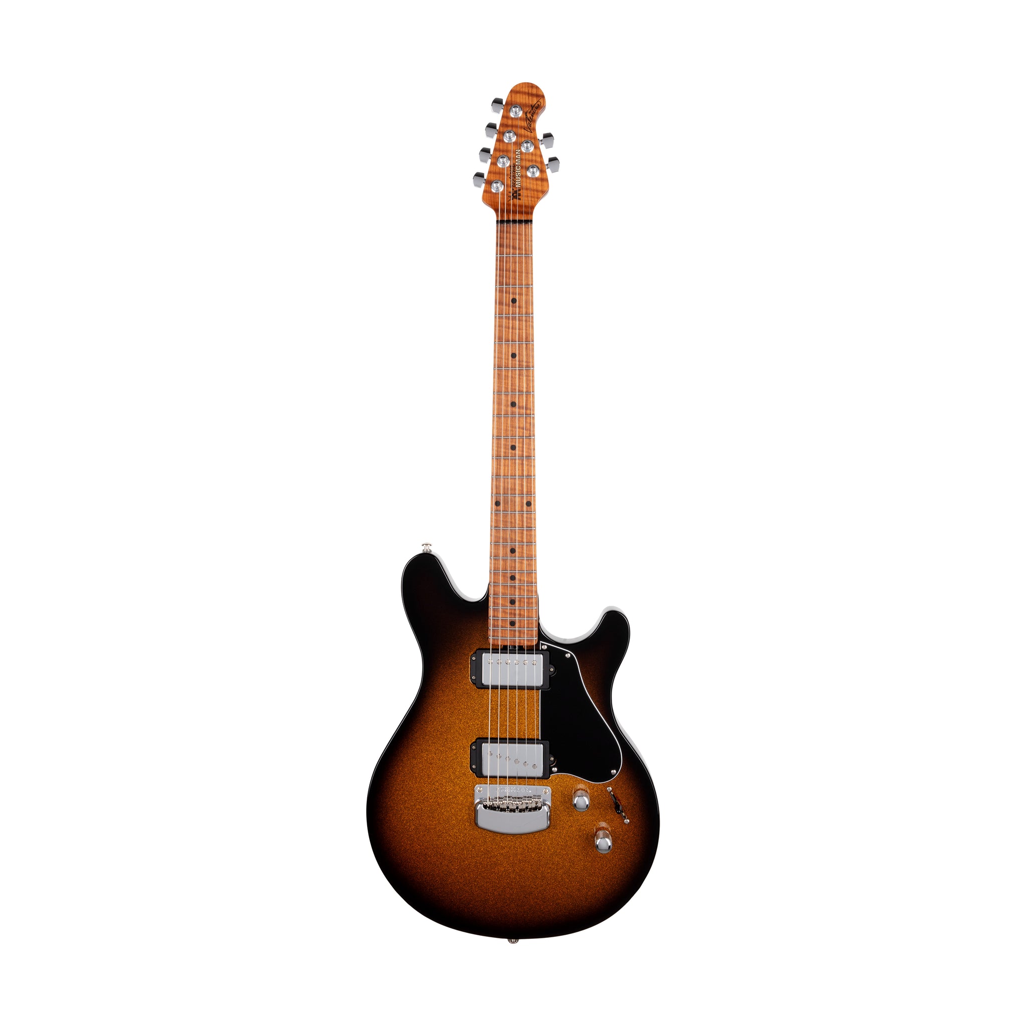 Ernie Ball Music Man Valentine Electric Guitar, Maple FB, Tobacco Sparkle