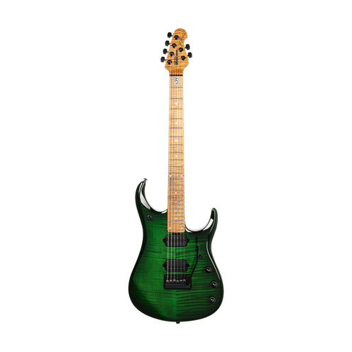 Ernie Ball Music Man John Petrucci JP15 Electric Guitar w/Black Hardware, Green Tiger Eye Flame