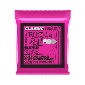 Ernie Ball Super Slinky Classic Rock n Roll Pure Nickel Electric Guitar Strings, 9-42