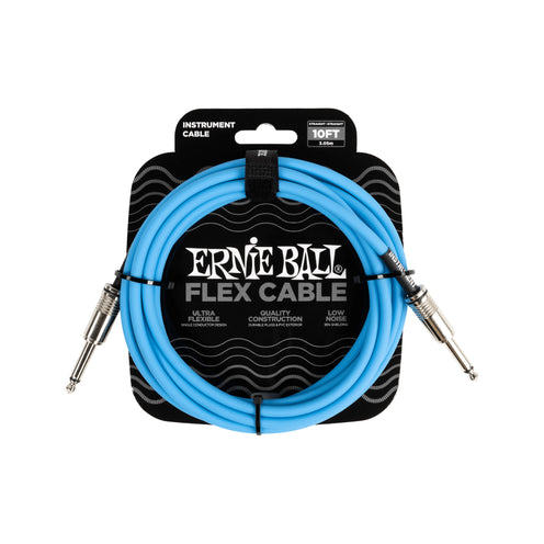 Ernie Ball 10ft Flex Straight to Straight Instrument Cable, Blue