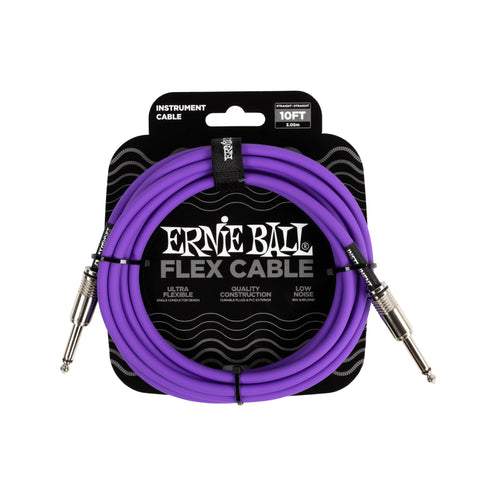Ernie Ball 10ft Flex Straight to Straight Instrument Cable, Purple