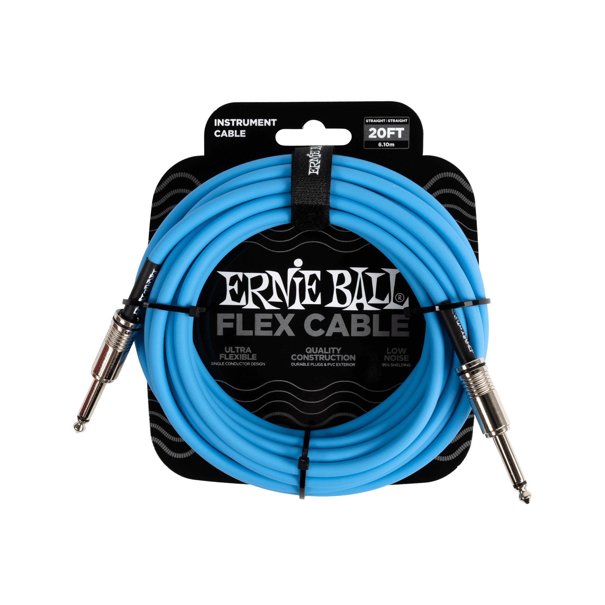 Ernie Ball 20ft Flex Straight to Straight Instrument Cable, Blue