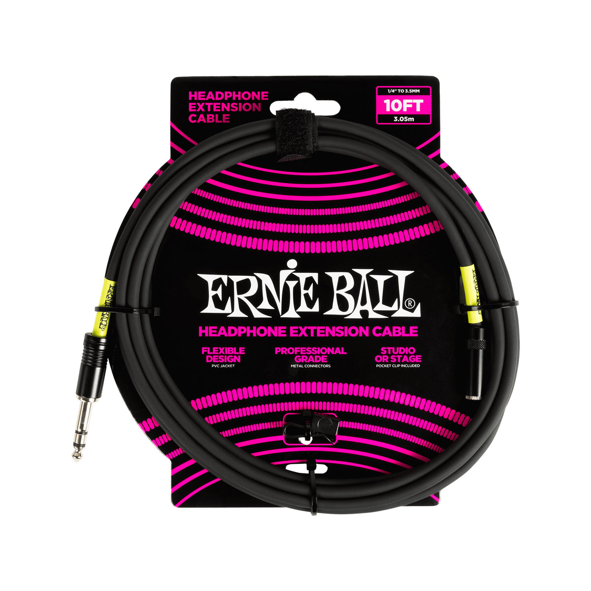Ernie Ball 10 FT 1/4-inch TRS Male to TRS Female Headphone